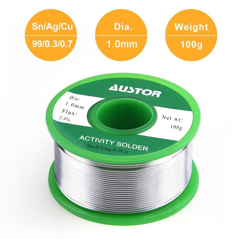 AUSTOR 1.0mm Lead Free Solder Wire with Rosin Core