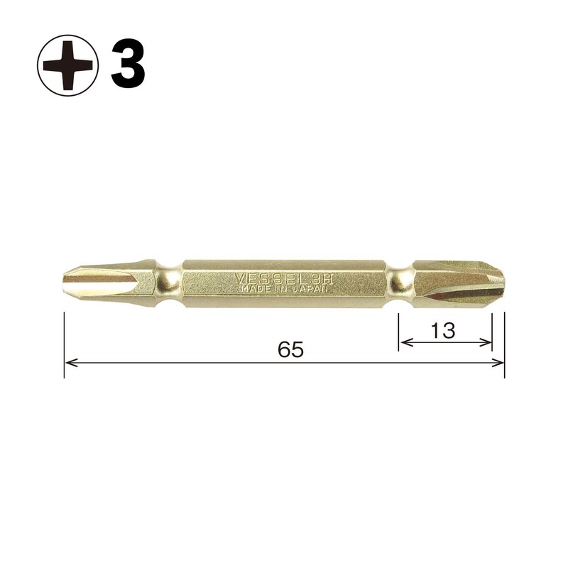 Vessel GM143065 Gold Double Sided Bit + 3 x 65