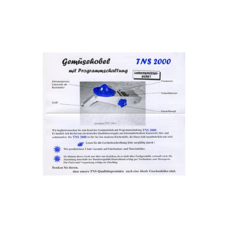 TNS 2000 Vegetable Mandoline All in One Made in Germany