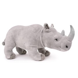 Tiny Heart Rhino Plush Animal, Cute Simulation 39 cm / 15.35 inches Rhino Plush Animal Series, Realistic Soft White Wild Rhino Home Decoration Toy, Suitable for Boys and Girls