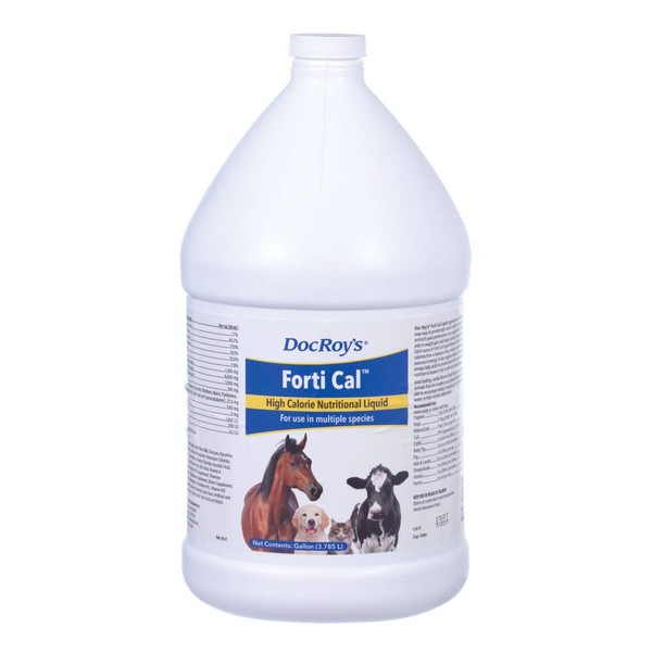 Doc Roy's Forti Cal - High Calorie Nutritional Energy Liquid Supplement, Vanilla Flavored for Dogs & Cats & Horses - 1 Gallon Liquid