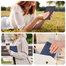 Caweet Case for Kobo Clara Colour/BW/2E eReader, Premium PU Leather Sleeve Cover with Auto Sleep/Wake Function, Blue