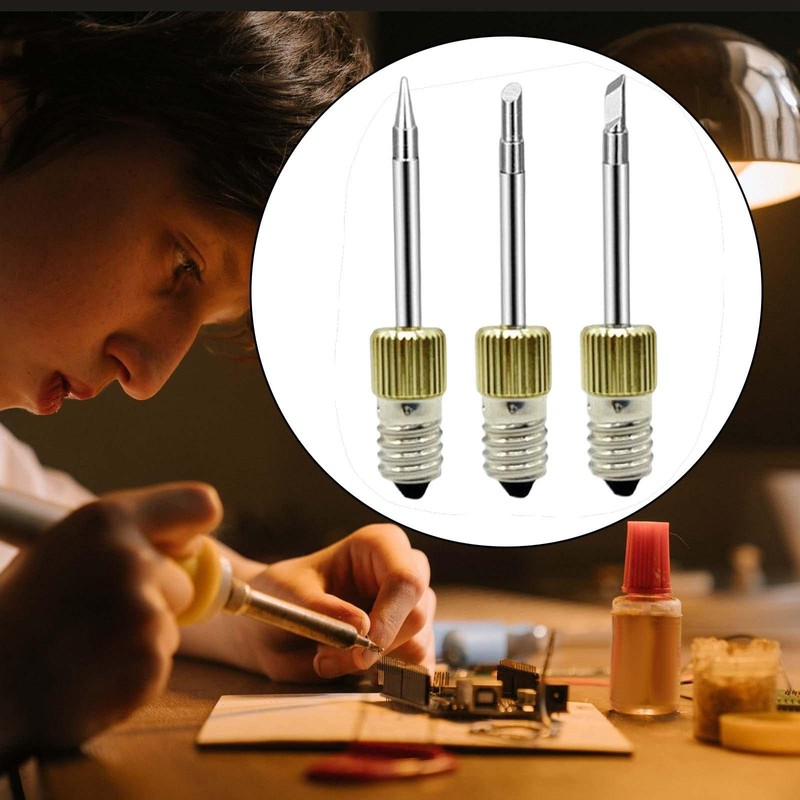 Sharplace 3 x Electronic Soldering Iron Tips, Replaceable E10 Components,