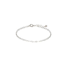Annika Bella Dainty Stackable Bracelet, Length 6.5-7.5 Inches, 925 Silver Bracelets for Women, Everyday Tarnish-Resistant Jewellery (Rectangle Link Chain)