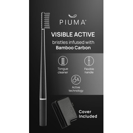 Piuma Care Zahnbürste – weiche Borsten – Borsten mit Bambuskohle – Zahnpflege – Vorbeugung von Flecken – Zungenreiniger weich – Tiefenreinigung