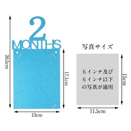 Birthday Photo Garland Photo Frame Decoration 1st 12 Months Birthday Party Celebration Decoration Wall Hanging Picture Frame Picture Frame Anniversary Baby Wedding with String (Blue)