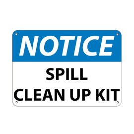 Aluminum Horizontal Metal Sign Multiple Sizes Notice Spill Clean up Kit White Chemical Warning Half Way Border Weatherproof Street Signage 24x18Inches