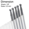Luo ke 5 Pcs 2.5mm Carbide Ball Burs, 1/8'' Shank
