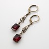 Art Deco, Art Nouveau style Earrings with Siam Ruby Red