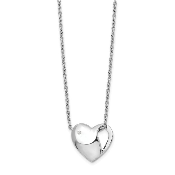 SS White Ice .01ct. Diamond Heart Necklace, Length: 18 in,