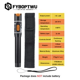 FYBOPTWU - 2 pcs Fiber Optic Cleaner Pen for LC/MU/SC/ST/FC Connector & 1pc Fiber Cleaner Box & 10km Visual Fault Locator & 2pcs FC to LC Adapter & 2pcs SC to LC Adapter