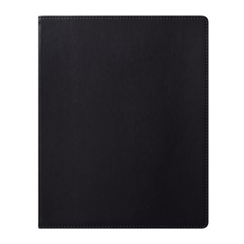 WORLD TRAVELER Eccolo Large Simply Black Lined Journal Notebook, Flexible Faux Leather Cover, Notebook With Lined Ivory Pages, Lay Flat, Ribbon Bookmark, Size 8X10, Black 8x10