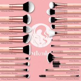 Juego de Brochas de Maquillaje, Mlemle Profesional 26 Piezas Kit de Maquillaje, Incluye Polvo Base Correctores Rubor Sombras de Ojos Cejas 21 Piezas B
