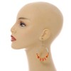 Orange/Transparent Ceramic/Glass Bead Hoop Earrings In Silver Tone - 70mm