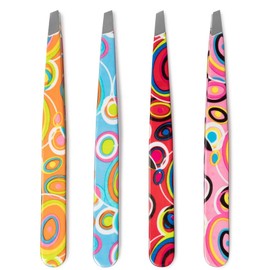 Nippes Retro Cosmetic Tweezers Orange | Slant Tip | Stainless Steel | Colourful Varnished | 9 cm Long | Fine Tweezers | Tweezers Eyebrow Plucking