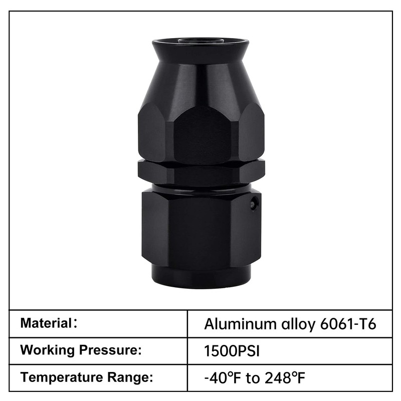 EVIL ENERGY 10AN PTFE Hose End Fitting Straight Black for