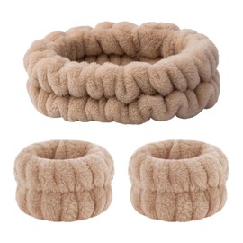 BLOOPIC 洗顔用 手首バンド リストバンド アームバンド 3枚セット 吸水 速乾 伸縮性あり 無地 ふわふわ 柔らかい コーラルフリース素材 肌触りが良い 洗顔・手洗・シャワー・化粧水に・SPA 使用します 手首 バンド (カーキ)