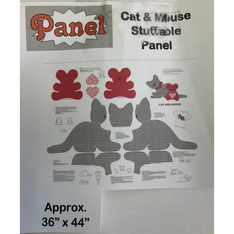 QT FABRICS - CAT & MOUSE STUFFABLE PANEL #27264J-- 36"x44"