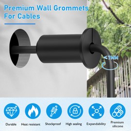 BOPOREAE 4 PCS Starlink Wall Grommets Kit 3/4" Silicone Wall Bushing-Waterproof Drywall Tv Cord Pass Through Split Rubber Cable Grommet for Starlink Dishy Ethernet Cables Router (Grey 1-1/2" Height)