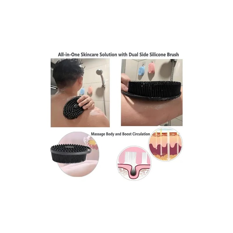 Dexano Cepillo De Esponja Corporal De Silicón, Exfoliante Corporal Negro