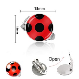 Earrings Black Spot Red Silver Bug Earrings for women (Red and black 2 Pack)