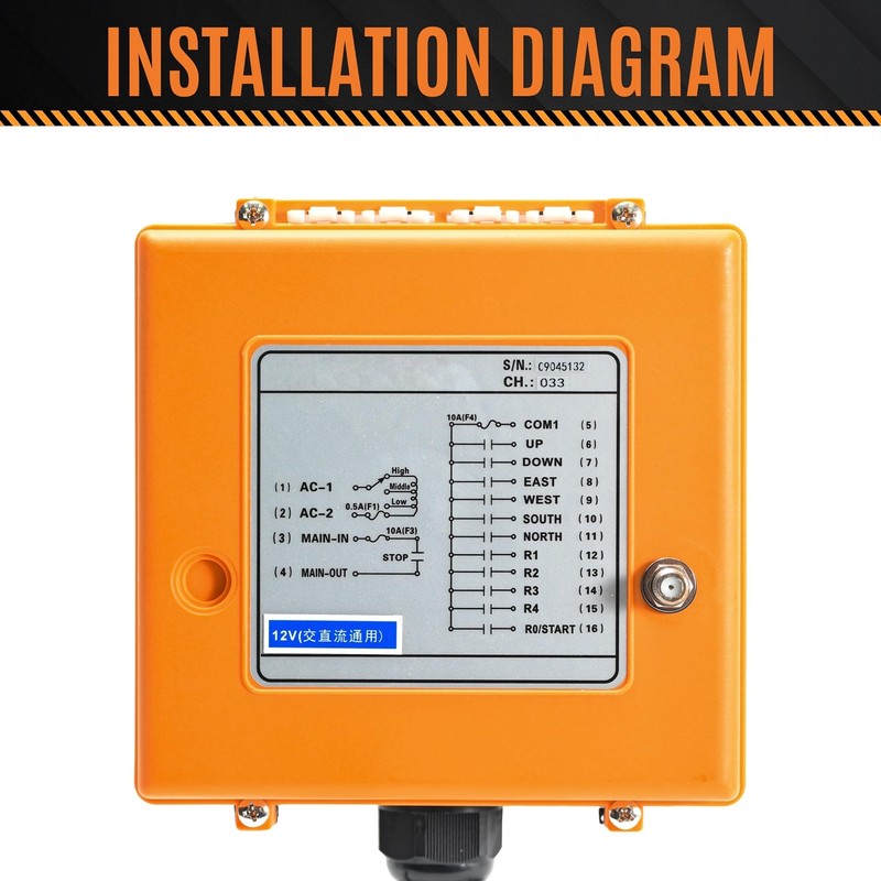 12V Crane Remote Control, Heavy Duty IP65 Hoist Controller, Industrial