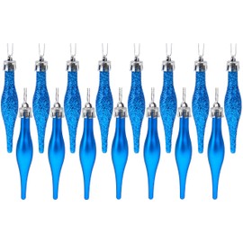 Christmas Concepts® Pack Of 15-8.5cm Droplet Baubles - Matte & Glitter Design - Christmas Baubles (Royal Blue)