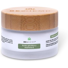 Crema Facial de Noche con Ácido Glicólico y Vitamina E Beohemp, Renovadora y Antiedad 50 g
