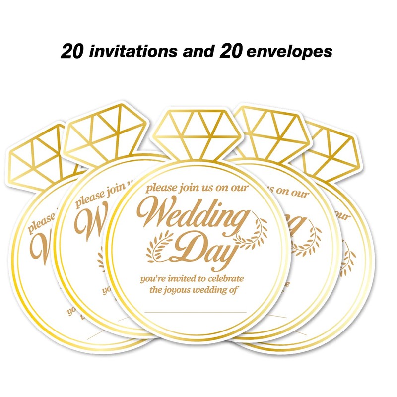 Opomzk Wedding Party Invitations with Envelopes, 20 Set Wedding Ring