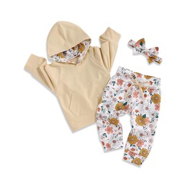 oklady Baby Girl Clothes Infant Girl Hoodie Tops Floral Pant Toddler Girl Fall Winter Outfits 12-18 Months