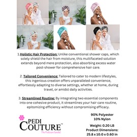 2-in-1 Shower Cap & Hair Towel Wrap for Women - Lightweight Towel Wrap with Elastic Loop for hair Drying & Conditioning - Ideal for All Hair Types, Comfortable & Easy to Use (Polka Dot)