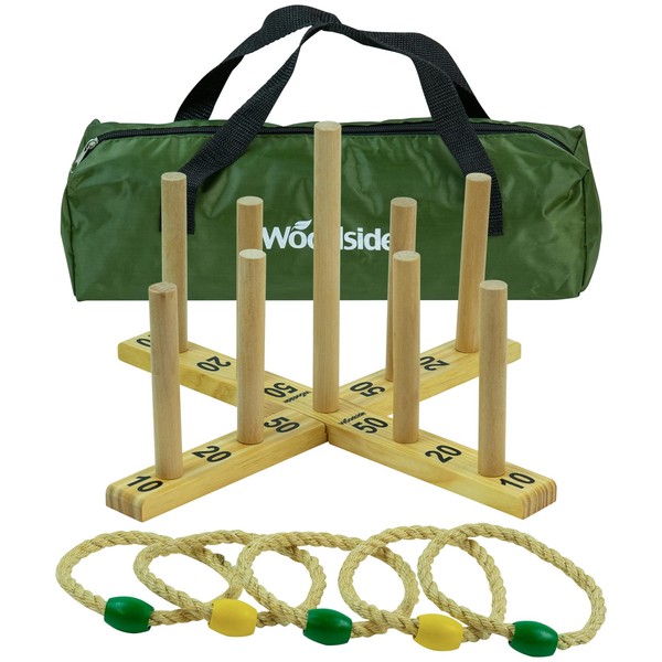 Woodside Garden Quoits Ring Toss Game, Outdoor Family Lawn Fun,