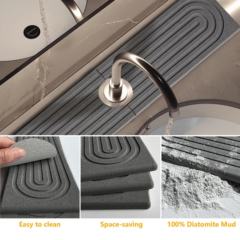 BDYLYS Stone Drying Mat for Bathroom | Ultra-Absorbent Diatomite Sink