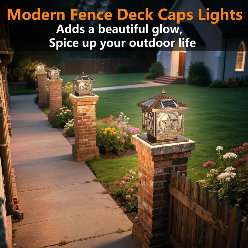 SLAWA Outdoor Solar Post Cap Light 9.8In Bronze Column Lights