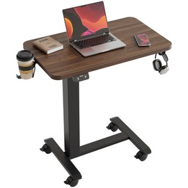 Agilestic Portable Standing Desk Height Adjustable, Mobile Table with Wheels, Small Size Sit Stand Table for Laptops, Rolling Desk for Home, 26" x 15.7"Computer Workstation, Dark Walnut