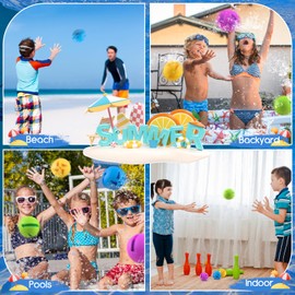 Reusable Water Balloons, Soft Silicone Sponge Water Balls Water Games for Kids Outside, Refillable Water Ball Toys for Pool Beach Park Backyard Games