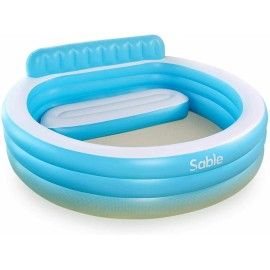 Sable NEW Sable SA-HF041 Inflatable Pool 88" x 85" x 30" with Bench & Back Rest Family
