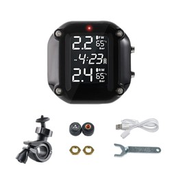 Baceyong 1pc Motorcycle Tire Pressure Monitoring System, Real-Time Monitoring Tires' Pressure & Temperature for Two-Wheeled Motorcycle, External Tire Pressure Sensor, Black