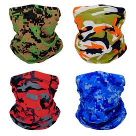 SMEHCF 4 Cooling Neck Gaiters Multi-Purpose Bandanas for Men and Women, 4 Cooling Neck Gaiters Camouflage Digital, Unit size