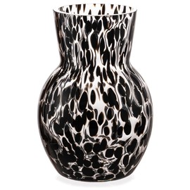 MOLIMAO Black Speckled Pattern Glass Vase, Exquisitely Crafted Artistic Home Decor for Centerpieces, Ideal for Living Room, Bedroom, Office, and Weddin (Clear)