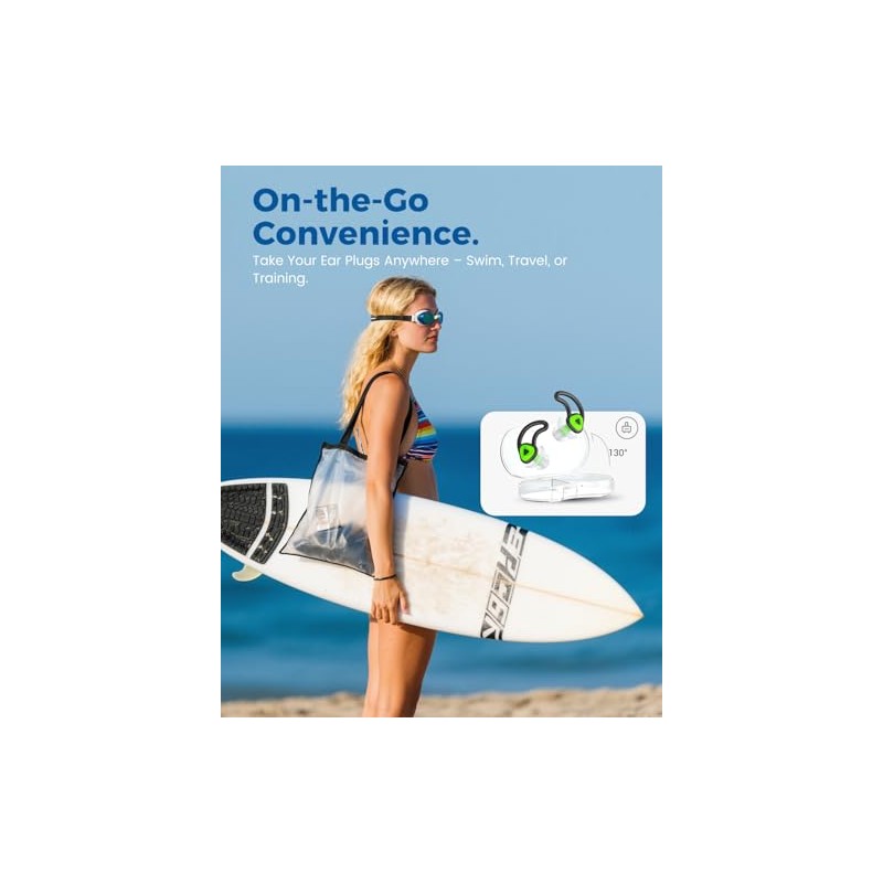 Hearprotek tapones para los oídos de silicona impermeables para natación,