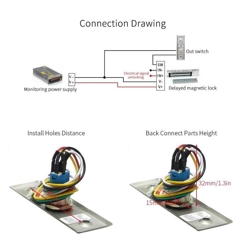 Door Release Out Unlock Exit Button,Stainless Steel Panel Push Exit