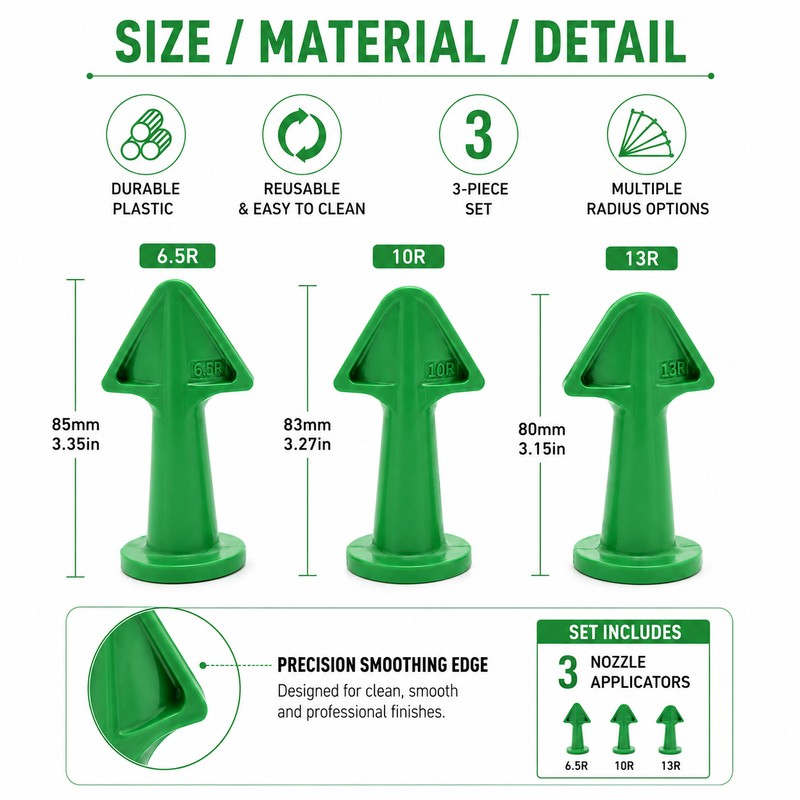 Caulk Nozzle Applicator Tips for Smooth Sealing – 3-Piece Plastic