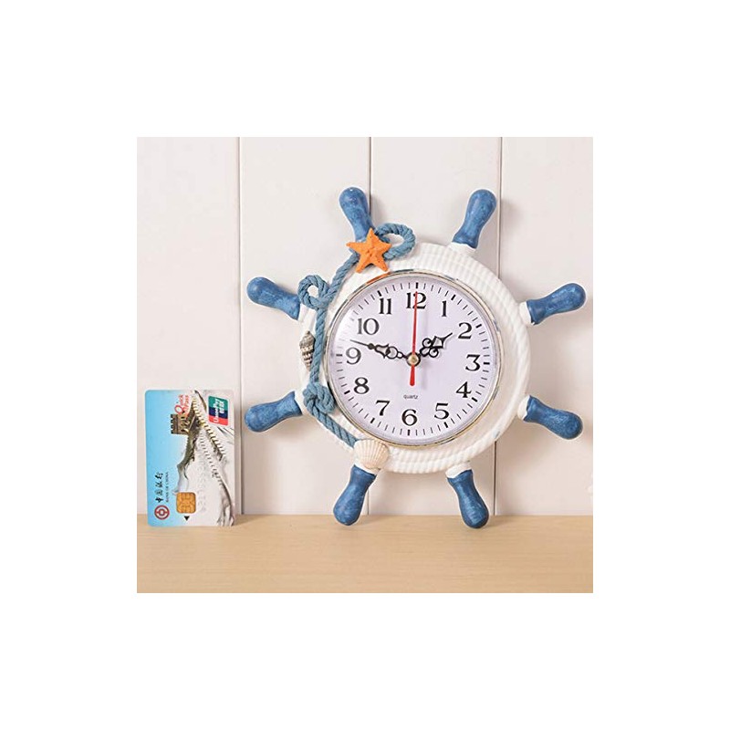 WINOMO Nautical Bathroom Accessories Wheel Wall Clock Mediterranean Style Silent