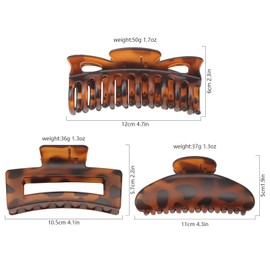 Grip,3PCS Hair Claw Clips,Leopard Print Grippers,Leopard Hair Barrette Clamps, Leopard Print Hair Styling Accessories for Thin Thick Hair