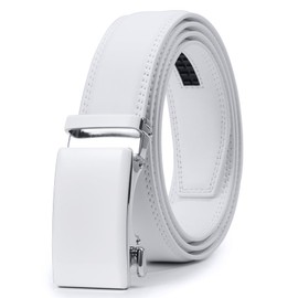 VATAN Men's Belt Leather Ratchet Belt for Men Dress Casual Every Day with Adjustable Buckle, Trim to Fit (White, 46" to 52" Waist Adjustable)