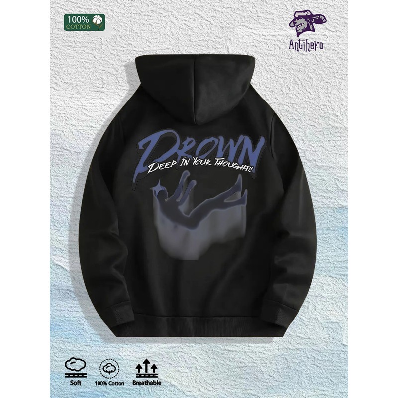 Antihero Drown Deep in Thoughts Graphic Hoodie - 100% Cotton,