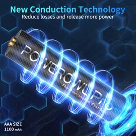 POWEROWL Goldtop Rechargeable AAA Batteries PRO, High Capacity 1100mAh, Premium NiMH Triple A Battery -8 Count