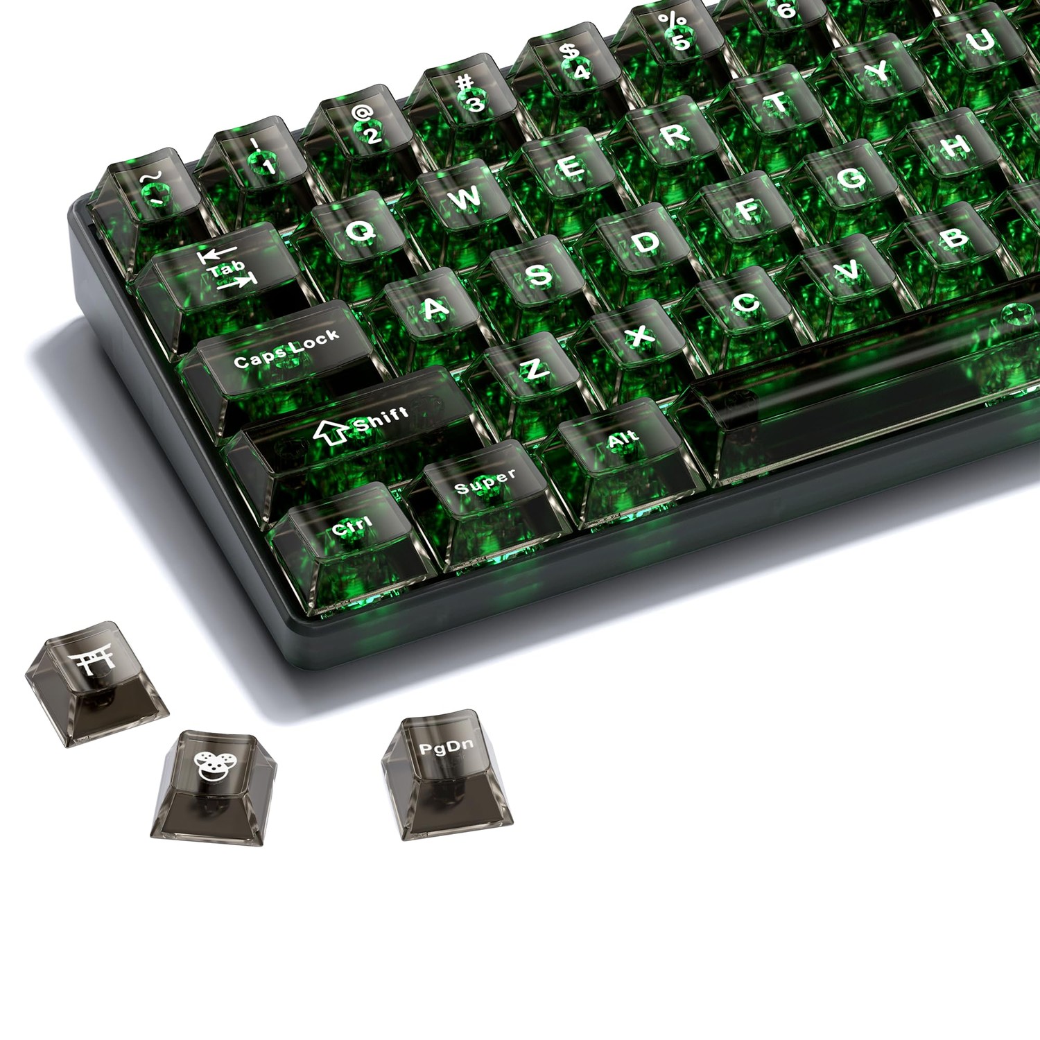 HITIME XVX Clear keycaps,Black Transparent Keycaps 75 Percent, Crystal ...