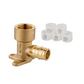 (Pack of 5 Sets) EFIELD Pex A Expansion Brass Fittings 1/2"x 1/2" Female NPT Drop-ear Elbow, F1960 with 5 Pieces 1/2 inch Expansion Rings